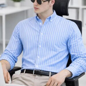 U TURN Men's Casual Printed Striped Stylish Latest Formal Shirt for Men